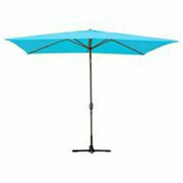 Propation 6.5 x 10 Ft. Aluminum Patio Market Umbrella Tilt with Crank - Turquoise Fabric & Grey Pole PR648414